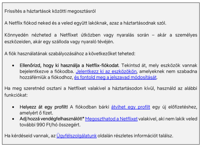 A magyar Netflix felhasználók számára beköszönt a fiókmegosztás végkora