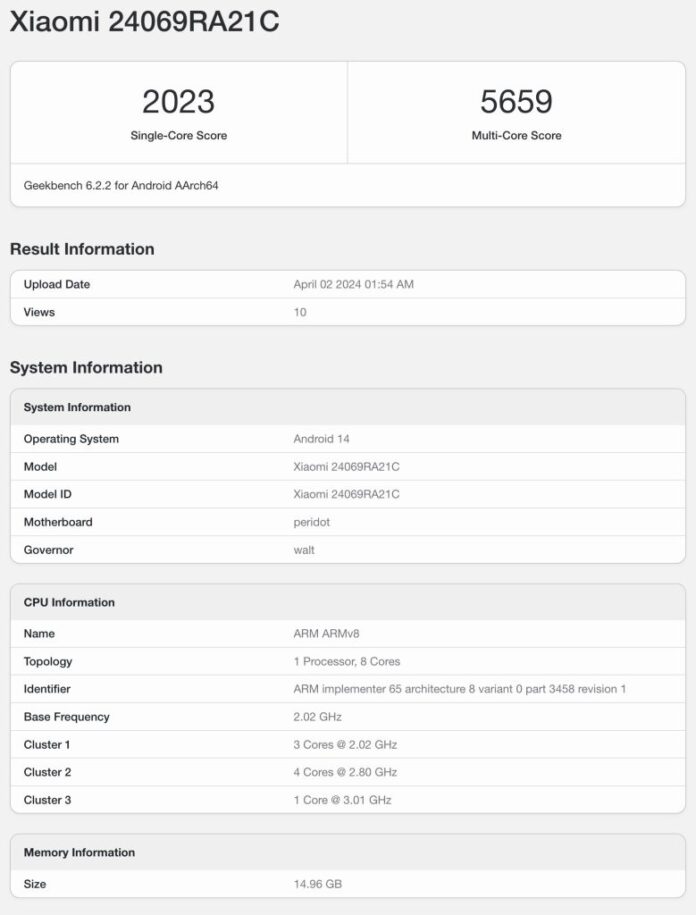 Megérkezett a Redmi Turbo 3 a GeekBench-re: 16 GB RAM és Snapdragon 8s Gen3 lapkával