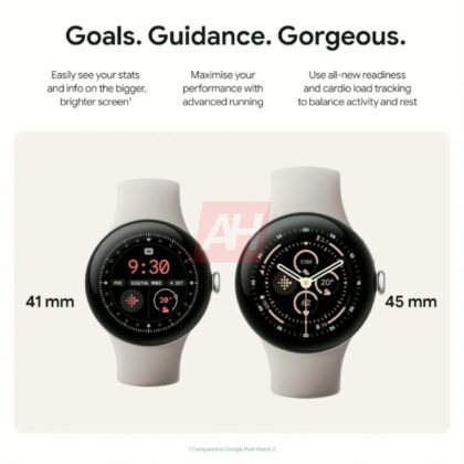 Két méretben érkezik a Google Pixel Watch 3; A 41 mm-es és 45 mm-es változatok részletei