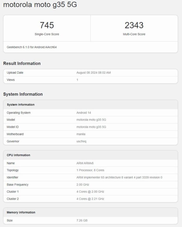 A GeekBench adatbázisában bukkant fel a Motorola Moto G35: Unisoc T760 lapkával és Android 14-gyel